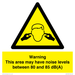 Warning Noise Levels in this area between 80 and 85 dB